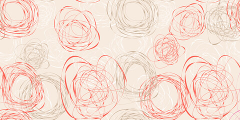 Abstract seamless pattern with hand drawn scribbles. Vector colorful sketch background for fabric print