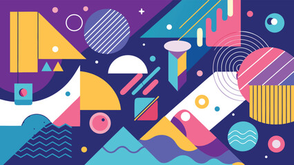 An abstract design with colorful shapes and dots, presenting a lively and modern aesthetic in a vibrant composition.eps