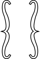 Brackets icon, black vector of round, curly, and square bracket in line style, punctuation marks, typography symbol, math and coding element isolated on transparent background.