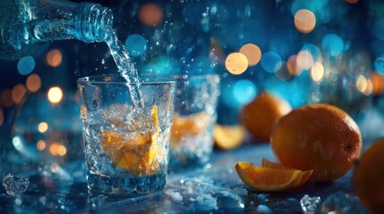 A dynamic image captures the moment of pouring a sparkling