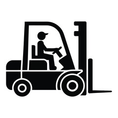 Icon of a person operating a forklift in a warehouse setting