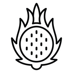 Simple line art icon of a dragon fruit half