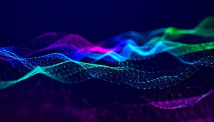 Abstract digital landscape of glowing particles