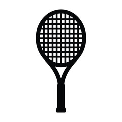 Black silhouette of a tennis racquet on a white background