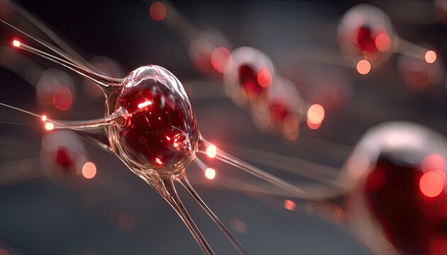 Red cells with glowing connections