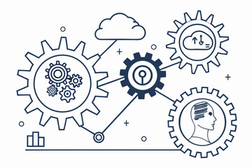 Abstract gears and cloud concept for technology and AI