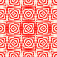 Seamless pattern. Circles ornament. Rings background. Linear wallpaper. Modern motif. Geometrical backdrop. Circle shapes digital paper. Ring figures web designing. Ethnic textile print. Vector