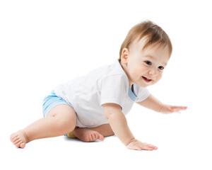 Smiling Baby Crawling on Transparent Background