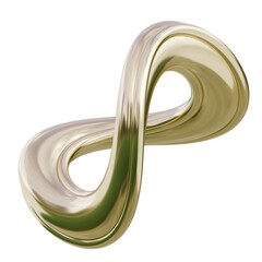 Gold infinity loop sculpture with glossy, reflective finish; ideal for luxury branding and modern product visuals.