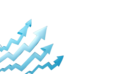 Light-blue upward trending arrows