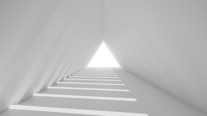 Fototapeta premium White triangular modern futuristic sci-fi corridor