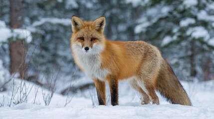 Elegant Fox in a Winter Wonderland - Adorable wild animal in a snowy landscape