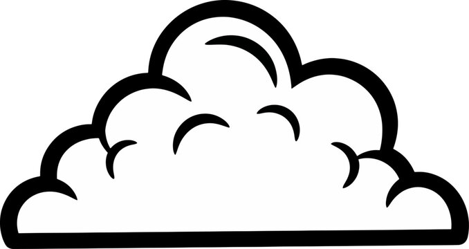 Simple cloud shape outline in black and white vector style. Perfect for weather icons, digital design, and cartoon illustrations
