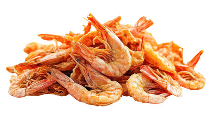 Dried shrimp piled high on a bright, transparent background for culinary inspiration