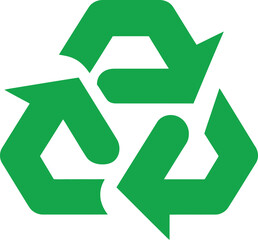 Green recycle symbol showing three arrows forming a triangle for environmental conservation and sustainability