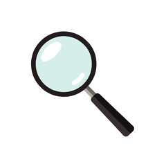 Simple, flat design illustration of a magnifying glass.