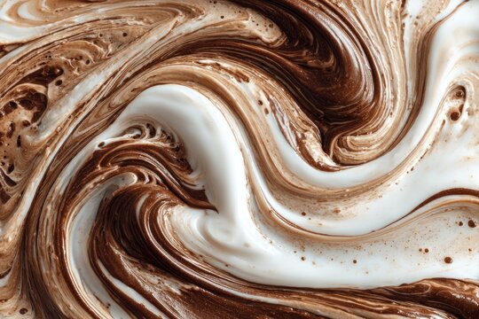 Swirling chocolate and white cream mixture