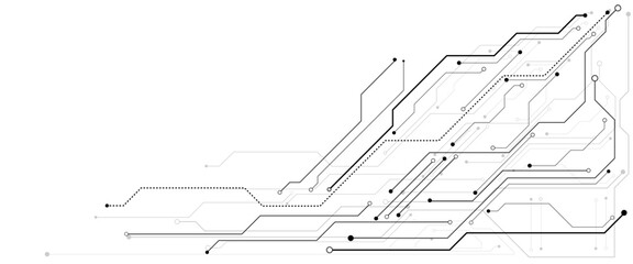 Abstract digital technology futuristic internet network speed connection white background. Technology background with crossed lines and dots.