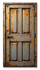 Naklejka premium A weathered gray metal door panel in golden shine style, focusing on detail and isolation