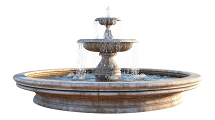 Naklejka premium ornate, antique, three-tiered fountain, water feature, decorative element, garden ornament, stone, weathered