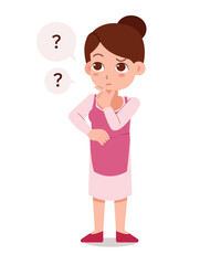 Mother or woman with cooking style Thinking with Question Marks