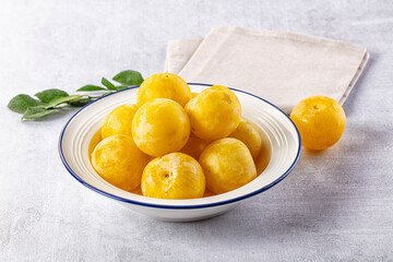 Ripe sweet fresh yellow plum