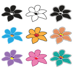 Set of six petal flower icons