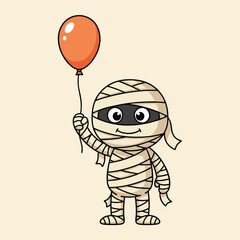 
Cute mummy cartoon vector icon illustration icon isolated flat vector