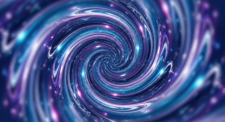 Abstract Vibrant Galaxy Spiral Illustration with Blue and Purple Swirling Lights
