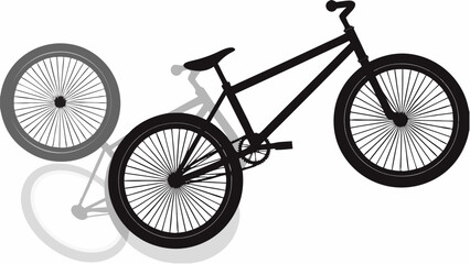 Naklejka premium Silhouette of a bicycle with two wheels and a shadow casting on a white surface in the background