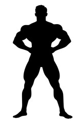 Fototapeta premium Silhouette of Muscular Man, Bodybuilder Pose