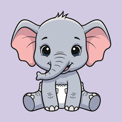 Fototapeta premium Cute baby elephant cartoon vector icon illustration animal nature icon isolated flat vector