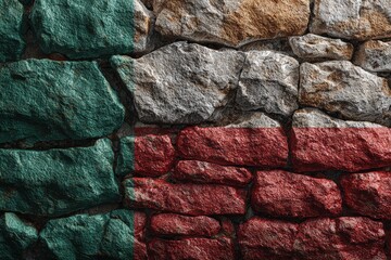 bulgarian flag on stone wall