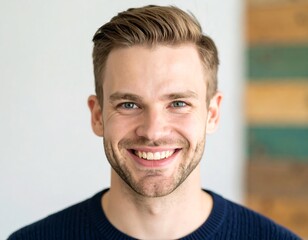 Fototapeta premium Smiling man portrait, indoor shot