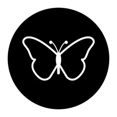 black and white illustration of butterfly icon