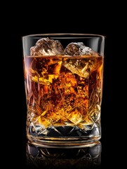Whiskey in a glass with ice