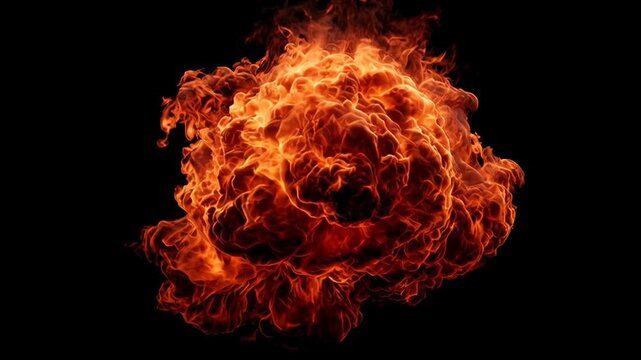 Explosive fireball rising in a dark background during a dramatic fiery event