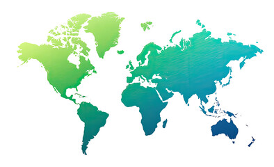 Fototapeta premium World map with gradient color, showing continents