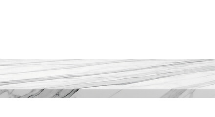 White marble stone tabletop or counter perspective view for product display. Isolated on transparent background, png