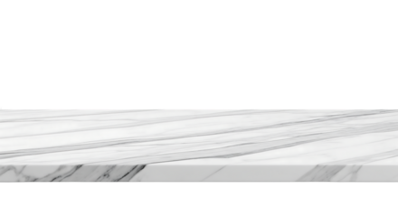 White marble stone tabletop or counter perspective view for product display. Isolated on transparent background, png