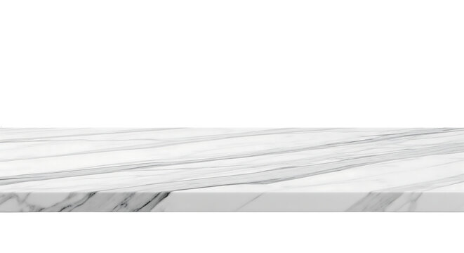 White marble stone tabletop or counter perspective view for product display. Isolated on transparent background, png