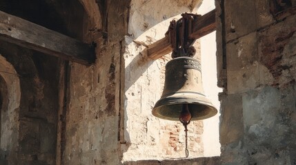 Obraz premium Aged bell in historic building