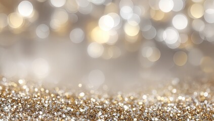 Blurred gold and silver glitter bokeh background
