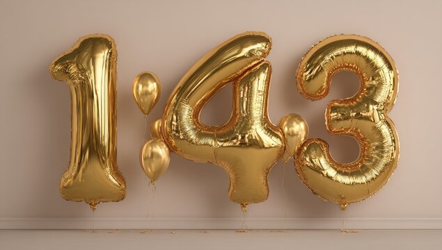Gold balloons forming the number 143