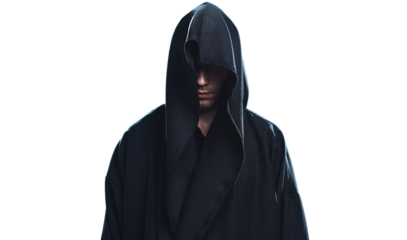Mysterious Hooded Figure on Transparent Background