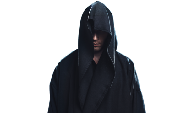 Mysterious Hooded Figure on Transparent Background