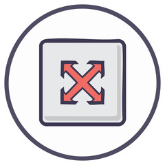 Obraz premium Expand and zoom icon with four arrows pointing outwards in a circle