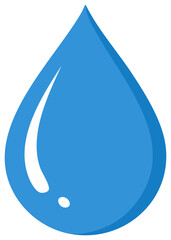 Water Drop Illustration with Glossy Highlight and Light Blue Coloration