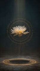Floating lotus flower, ethereal glow, mystical aura