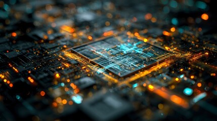 Advanced computer processor chip circuit board illustration